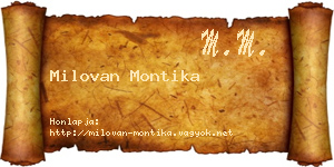 Milovan Montika névjegykártya